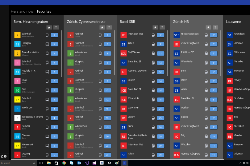 Wemlin für Windows zeigt nun jederzeit und überall die Abfahrtszeiten der öffentlichen Verkehrsmittel aller Schweizer Transportunternehmen und Verkehrsverbünde an.